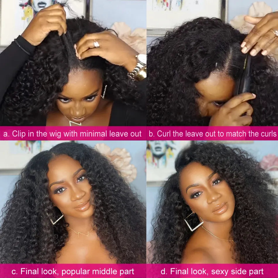 Unice Hair Natural Kinky Curly, V Part Wig Human Hair. - theultimatemarketshop